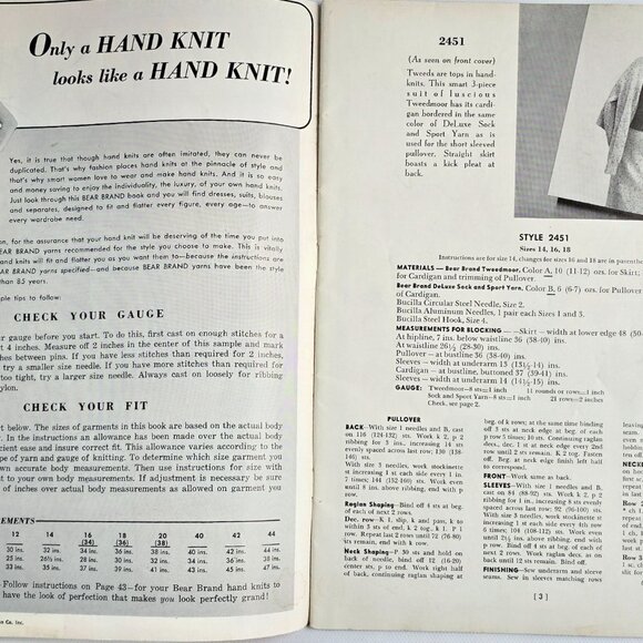 Hand Knit Fashions Bear Brand Sweaters Cardigans Dresses Suits Pattern Book Vol - Picture 4 of 16